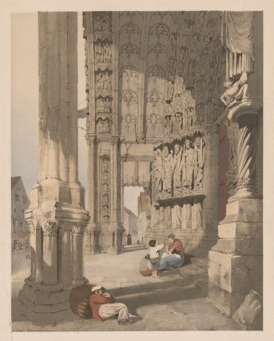 Architettura pittoresca a Parigi, Gand, Anversa, Rouen, ecc.: Portico sud della Cattedrale di Chartres da Thomas Shotter Boys