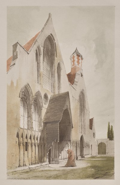 Architettura pittoresca a Parigi, Gand, Anversa, Rouen: Hospice des Vieillards, Gand, Belgio da Thomas Shotter Boys