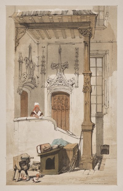 Architettura pittoresca a Parigi, Gand, Anversa, Rouen: Rue des Marmousets, Parigi da Thomas Shotter Boys