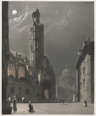 Architettura pittoresca a Parigi, Gand, Anversa, Rouen: St. Etienne du Mont e il Pantheon, Parigi da Thomas Shotter Boys