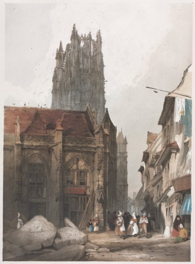 Architettura pittoresca a Parigi, Gand, Anversa, Rouen: St. Laurent, Rouen, Francia da Thomas Shotter Boys