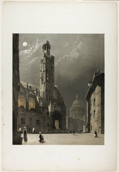 St Etienne du Mont e il Pantheon, Parigi, tavola 20 da Picturesque Architecture in Paris, Ghent, Antwerp, Rouen, Etc. da Thomas Shotter Boys