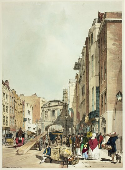 Temple Bar da The Strand, tavola 22 da Vedute originali di Londra com