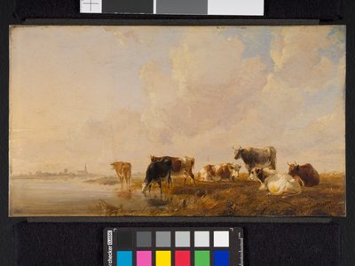 Bovini vicino a un fiume, 1835 da Thomas Sidney Cooper