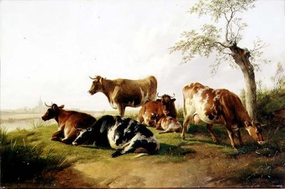 Bovini in un paesaggio da Thomas Sidney Cooper