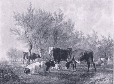 Paesaggio con bestiame, da The Magazine of Art 1893, Cassell and Company da Thomas Sidney Cooper