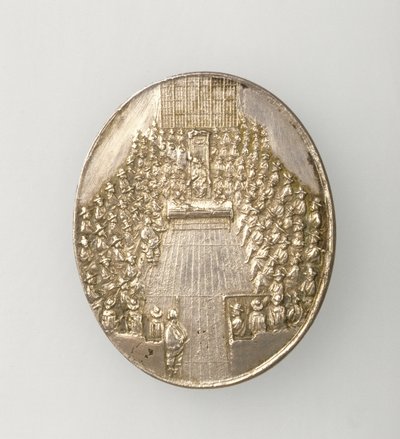 Medaglia di Dunbar raffigurante La Casa del Parlamento 1650 (retro) da Thomas Simon