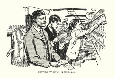 Smistatori al lavoro nel vagone postale da Thomas Somerfield