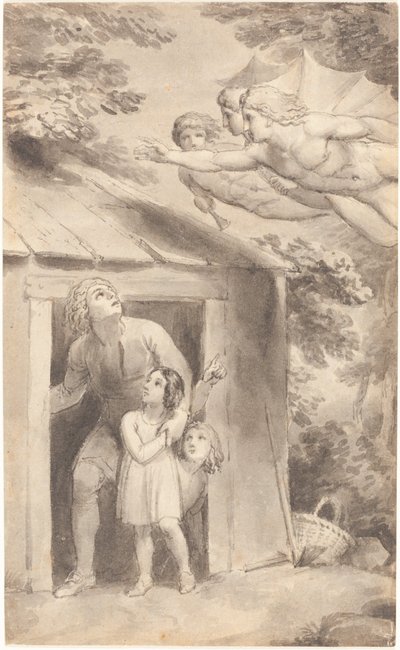 Pietro e i suoi figli visitati da tre figure volanti da Thomas Stothard