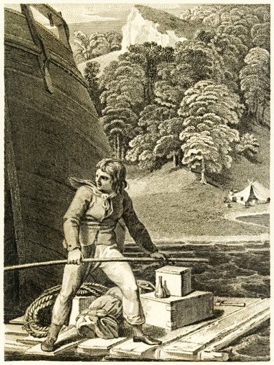 Robinson Crusoe sulla sua zattera da 