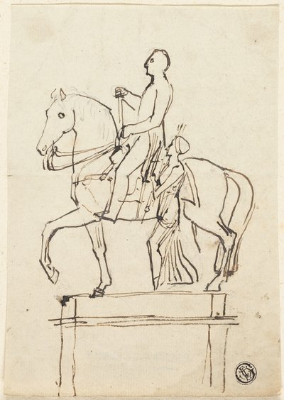 Scultura di un cavaliere accompagnato da una donna in piedi da Thomas Stothard