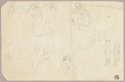 Bozzetti per Tristram Shandy (recto); Bozzetti di medaglione con figura allegorica seduta (verso) da Thomas Stothard