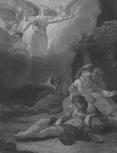 Gli angeli appaiono ai pastori, San Luca 2, Versetto 8-21 da Thomas Stothard