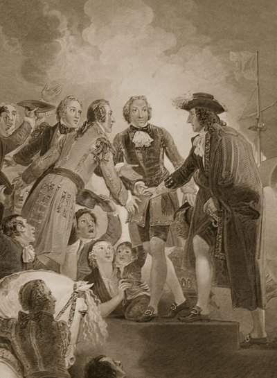 Lo Sbarco di Guglielmo III a Torbay, inciso da George Noble, illustrazione da 