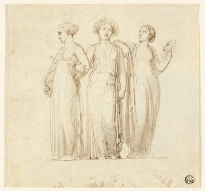 Tre muse (recto); Studio di cavaliere e monaco per un