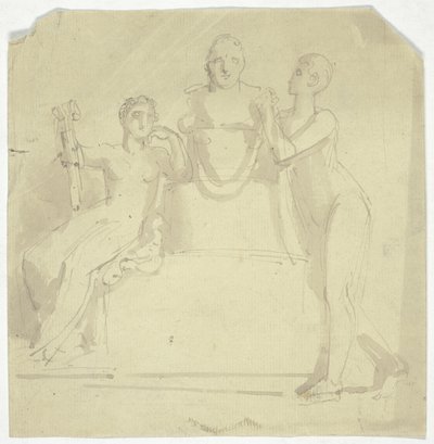 Due Figure Femminili con un Busto da Thomas Stothard