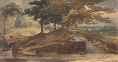 Paesaggio con collina con alberi, figura a cavallo da Thomas Sully