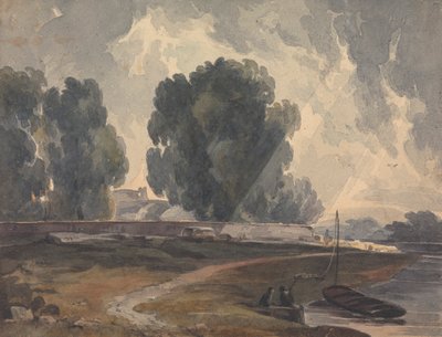 Paesaggio con alberi e lago con figure e barca da Thomas Sully