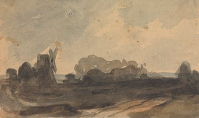 Paesaggio con alberi e mulino a vento da Thomas Sully