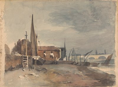 Scena costiera con edifici e barche da Thomas Sully