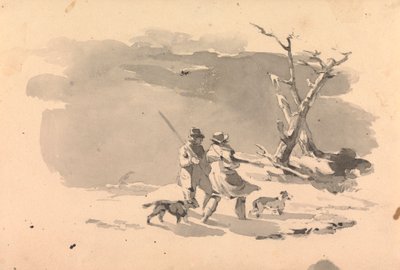 Due Cacciatori e Due Cani in Scena Invernale da Thomas Sully