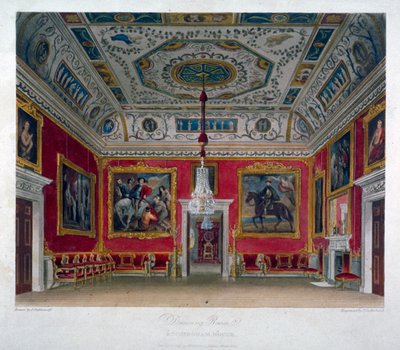 Vista interna del salotto di Buckingham House, Westminster, Londra, 1817 da Thomas Sutherland