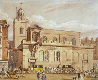 Chiesa di St Dunstan in the West, Fleet Street, Città di Londra, 1827 da Thomas Talbot Bury