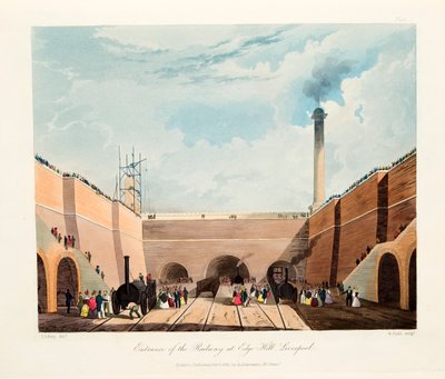 Ingresso della ferrovia a Edge Hill, Liverpool, 1831 da Thomas Talbot Bury