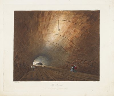 Il Tunnel. Da Vedute Colorate sulla Ferrovia Liverpool e Manchester da Thomas Talbot Bury