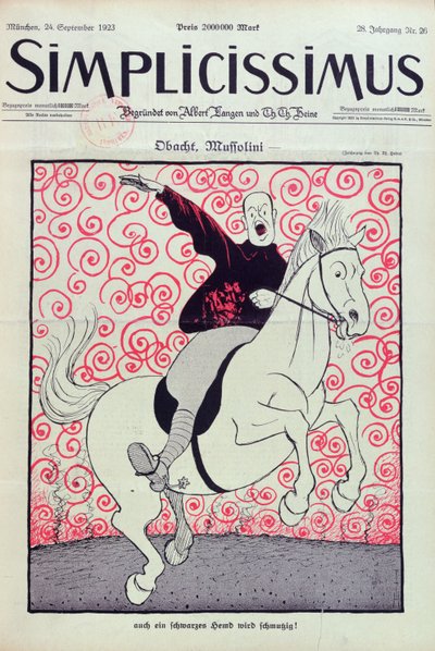Caricatura di Benito Mussolini (1883-1945), copertina della rivista 