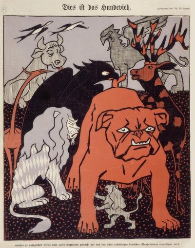 Questo è il cane che ha portato tanta miseria sulla nostra patria ed è disprezzato da tutti gli animali araldici tedeschi rispettabili da Thomas Theodor Heine