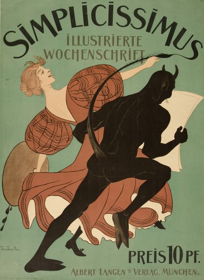 Copertina di "Simplicissimus Illustrierte Wochenschrift", pub. 1896 da Thomas Theodor Heine
