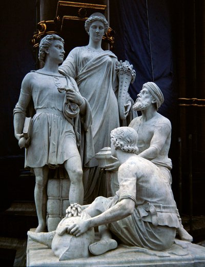 Commercio, gruppo scultoreo dal Memoriale di Albert, completato nel 1876 da Thomas Thornycroft