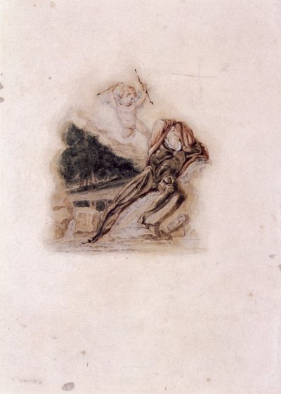 Cupido e amante che lamentano la morte di un amato, c1802-c1857 da Thomas Uwins