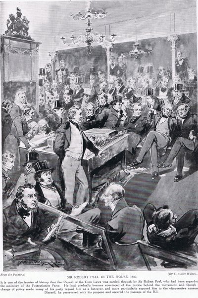 Sir Robert Peel in parlamento, 1846, illustrazione da 