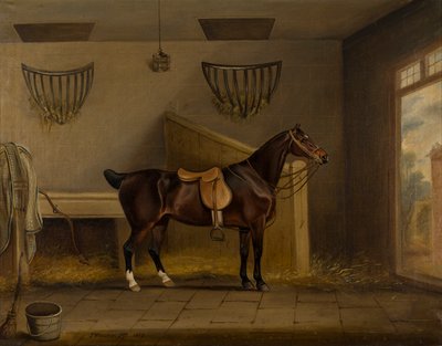 Cavallo da caccia sellato in una stalla, c.1819 da Thomas Weaver