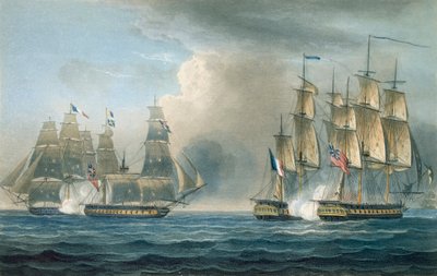 Cattura della Pomone da parte della HMS Arethusa al largo di Cuba nel 1806, inciso da T. Sutherland per 