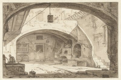 Cortile italiano con una panetteria da Thomas Wijck