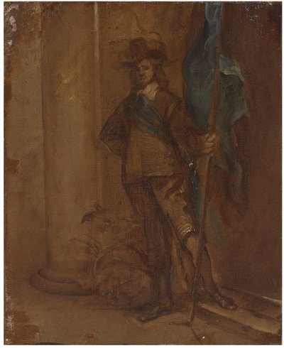 Un soldato con una bandiera da Thomas Willeboirts Bosschaert