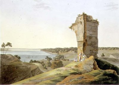 Veduta dalle rovine del forte di Currah, sul fiume Gange, tavola XXI da Parte 4 di 