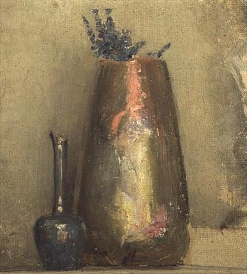Natura morta di due vasi su uno scaffale da Thomas William Roberts