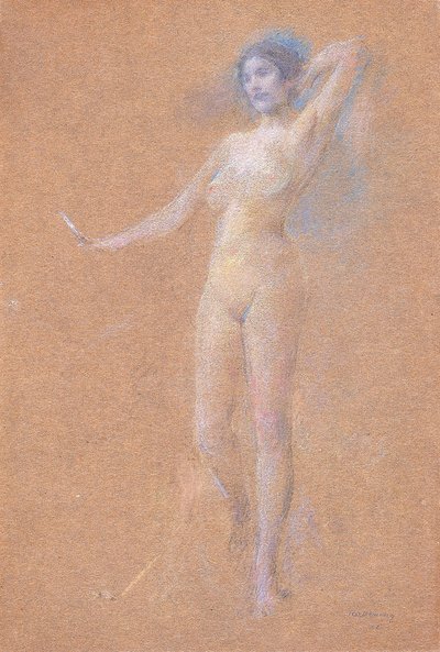 Figura di ragazza nuda in piedi da Thomas Wilmer Dewing