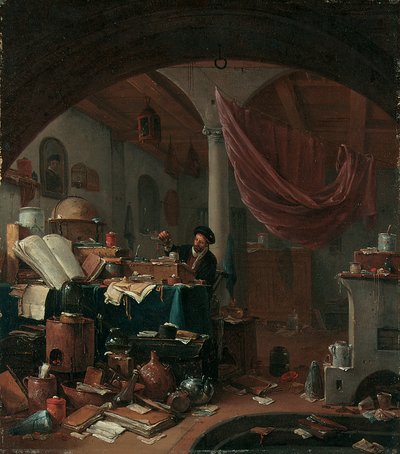 Un alchimista nel suo studio da Thomas Wyck