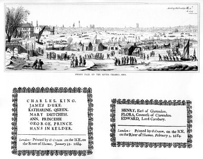 Fiera del gelo sul Tamigi, e campioni di stampa, febbraio 1684, 1840 da Thomas Wyck