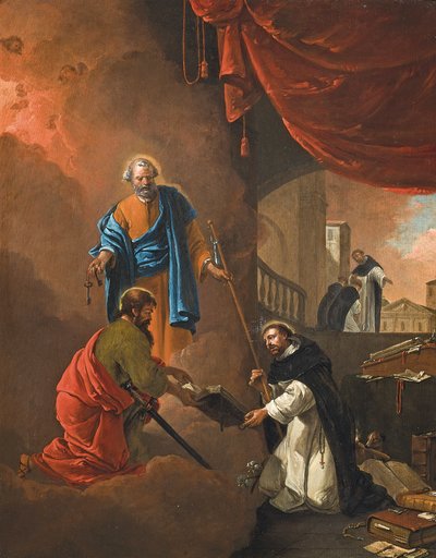 La visione di San Domenico, con San Domenico che benedice due frati missionari oltre da Thomas Wyck