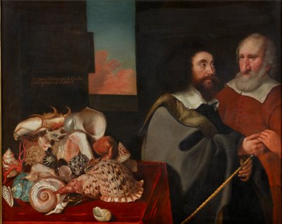 John Tradescant il Giovane con Roger Friend e una collezione di conchiglie esotiche, 1645 da Thomas de Critz