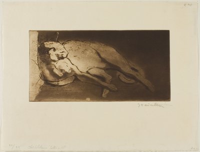 Gatto reclinato allungato da sinistra a destra da Théophile Alexandre Pierre Steinlen