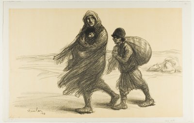 Esodo serbo, tavola ventuno di Actualités da Théophile Alexandre Pierre Steinlen