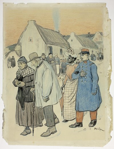 Scena di strada con due coppie da Théophile Alexandre Pierre Steinlen