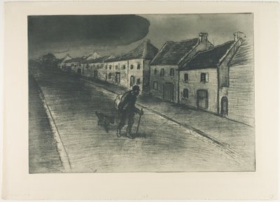 Un vagabondo che attraversa un villaggio addormentato da Théophile Alexandre Pierre Steinlen
